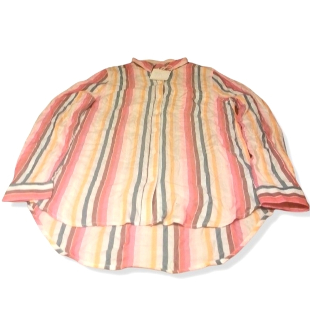BEACH LUNCH LOUNGE SIZE M WOMENS MULTIPLE COLOR STRIPES LONG SLEEVE SHIR…